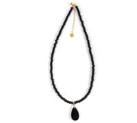 Générique Collier Avec Pendentif Goutte D'Eau Et Chaîne de Perles pour Homme Et Femme|Pendentif en Cristal Et Pierre Précieuse, Amulette, Breloque en Obsidienne