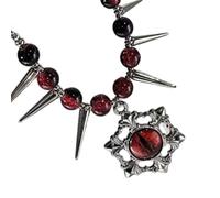 Générique Collier avec pendentif œil du diable à maillons cubains, bijoux gothiques en alliage robuste, parfait pour les styles streetwear et punk, collier ras de cou avec runes de sorcières