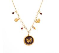 Générique Collier avec pendentif papillon et abeille en or pour femme, collier inspiré de la nature Boho avec breloques de fleurs et perles, bijoux Vintage pour un usage quotidien, Festival et cadeau