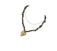 Générique Collier avec perles chips multicolores et pendentif coeur