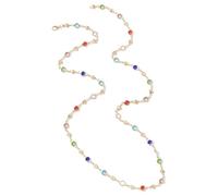 Générique Collier avec perles de verre colorées, chaîne de clavicule en métal, longue chaîne de corps, convient pour les fêtes et tout événement, bijoux tendance pour femmes