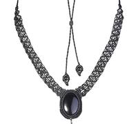 Générique Collier Bohème Tissé À La Main En Cristal Reiki Chakra, Pendentif En Pierres Semi-Précieuses, Élégant Bijou Ajustable, Cadeau pour Maman et Femme, Obsidienne