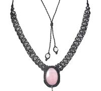Générique Collier Bohème Tissé À La Main En Cristal Reiki Chakra, Pendentif En Pierres Semi-Précieuses, Élégant Bijou Ajustable, Cadeau pour Maman et Femme, Quartz Rose