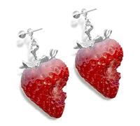 Générique Collier/boucles d ' oreilles en résine de fraise à la mode avec des couleurs vives et un design doux pour des styles d ' accessoires tendance et animés, pour elle