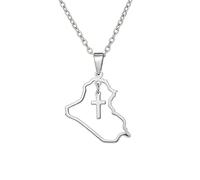 Générique Collier carte d'Irak pour femmes et hommes, pendentif carte en acier inoxydable, bijou de pays, cadeau (F)