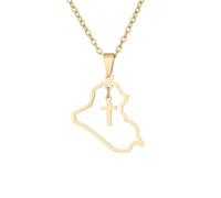 Générique Collier carte d'Irak pour femmes et hommes, pendentif carte en acier inoxydable, bijou de pays, cadeau (E)