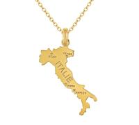 Générique Collier Carte Italie Plaqué Or 18K 3 Microns - Chaine 45cm Fermoir Mousqueton
