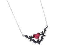 Générique Collier chaîne chauve-souris et cœur pour Couples, chaîne de clavicule, Romance sombre, bijoux, Unique, accessoire chauve-souris élégant, et rouge