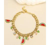 Générique Collier Chaîne Dorée avec pendentif Pastèque et Cristaux, Style Estival, Pendentifs Décoratifs (BRACELET)