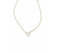 Générique Collier Chaîne plaqué or avec Pendentif Fleur Blanche effet nacré, Bijou Délicat Féminin