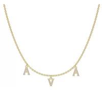 Générique collier chaine prénom pendentif strass lettre prénom mot au choix plaqué or bijoux faits main