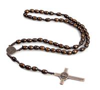 Générique Collier chapelet chrétien en bois fait à la main, | Perles de prière avec pendentif pour accessoires de tenue décontractée, bijoux religieux à usage spirituel