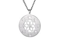 Générique Collier classique Graine de Vie Pendentif Phase de Lune Géométrie Sacrée Amulette Wiccan Porte-Parole Fleur de Vie