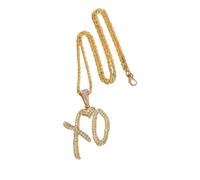 Générique Collier classique hip hop en glace fleur de glace avec lettres Xo Pendentif cubique en zircone pour hommes et femmes Bijoux de rap rock de rue pour fêtes