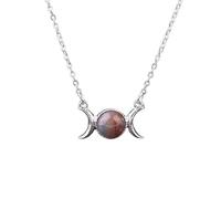 Générique Collier Clavicule Croissant pour Femmes Filles|Pendentif Soleil Lune en Cristal Naturel Chork Avec Chaîne en Argent Perle de Pierre Précieuse Amulette Charme pour Hommes Agate Indienne