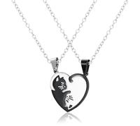 Générique Collier Couple, Collier couple cœur en bijou pour amoureux, Collier d'Amitié Accessoire de Mode Pendentin Cœur pour Cadeau Couple Petit Ami et Petite Amie