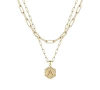 Générique Collier Couple Saint Valentin Dainty Gold Initial Necklaces For Women Gold Necklaces For Women A Z 26 Alphabet Initial Teen Girls Jewelry (A, 50cm)