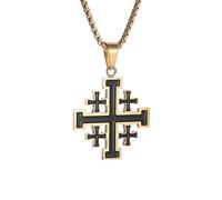 Générique Collier croisé de croisé de Jérusalem pour hommes et femmes, pendentif médiéval, déclaration religieuse, cadeau de bijoux