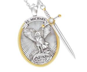 Générique Collier Crucifix Unique Bouclier de Chevalier Médiéval Symbole Protections et Foi l ’ Archange Bijoux vintage Chevalier Bouclier Bijoux