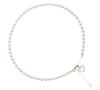 Générique Collier cœur en perle, pendentif cœur plaqué or 14 carats avec petites touches de perle, chaîne réglable, coffret cadeau noir élégant inclus, parfait pour anniversaire et port quotidien