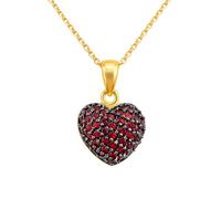 Générique Collier CŒUR Femme Plaqué Or 18 Carats et Zirconiums ROUGES - Pendentif 15mm - Chaîne 50cm - Bijou Poinçonné Haute Qualité - Cadeau Romantique Anniversaire