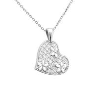 Générique Collier Cœur Fleur Femme Argent 925 Massif - Pendentif 16mm serti d'Oxydes de Zirconium - Longue Chaîne 50cm - Bijou Poinçonné Rhodié Anti-Ternissement - Idée Cadeau Romantique & Élégant