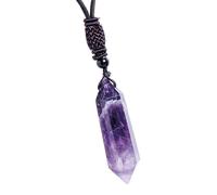 Générique Collier d'améthyste - Stone hexagonale de | Collier de corde fait à la main | Pendentif en pierre précieuse pointu | Cristaux de naturels pour le cadeau, les hommes et les femmes