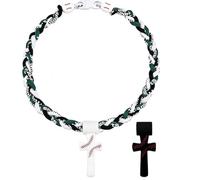 Générique Collier de Baseball Tornado à Trois Cordes avec Croix, Collier de Sport Tressé à Trois Brins, Hypoallergénique Cadeau de Baseball et Softball pour Hommes (Black)