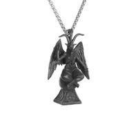 Générique Collier de bélier style gothique rétro pour hommes, statue assise par le diable avec cornes, pendentif Satan Lucifer, bijoux hip-hop rock, cadeaux de fête