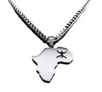 Générique Collier de carte berbère Afrique Femmes hommes Couleur argent Amazigh ⵣ Lettres Kabyle Colliers Berbère 8087