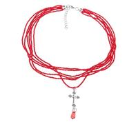 Générique Collier de chaîne de clavicule rétro audacieux avec breloque crucifix complexe, perles en alliage, chaîne de cou, bijoux, accessoire de mode, pendentif, chaîne de cou pour femmes
