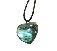 Générique Collier de coeur de filles, collier de fille en de labradorite, pendentif de charme de pierre de lune de pierre de palme de labradorite, cadeau d'anniversaire pour les filles de femmes