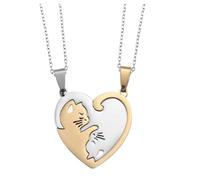 Générique Collier de Couple d ' amour moderne, pendentif chaton d ' épissure, bijoux en métal, cadeaux pour relations, mariages, chaîne de cou pour Couple