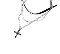 Générique Collier de croix en couches collier de charme de croix élégant avec conception multicouche pour les femmes avant-gardistes multi brins