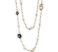 Générique Collier de fausses perles - Fleur de camélia numéro 5 - Long pendentif double en perles Collier à porter par les femmes