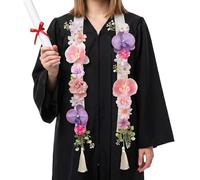 Générique Collier de Fleurs de Remise de Diplôme,Étole de Laurier en Satin Artificiel - Leis de diplômés en fleurs de satin,Université École Maternelle Bal Mariage Plage Été Mariée Femme