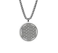 Générique Collier de fleurs de vie, chaîne à pendentif rond, collier ras-du-cou à bijoux avec une déclaration de couleur argentée, collier pour hommes à offrir