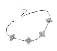 Générique Collier de fleurs pour les femmes, élégant cluster strass feuille pendentif ras du cou, scintillant cristal nuptiale mariage fête soirée collier bijoux cadeau
