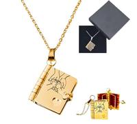 Générique Collier de Livre Personnalisé - Collier avec Médaillon de Livre Multicouche Ouvrable Collier Livre Pour Ma Fille, My Daughter Book Necklace (Or)