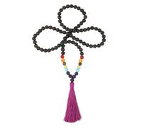 Générique Collier De Méditation 108 Perles Mala 7 Chakras 8 Mm Chapelet Bracelet De Prière Pour Femmes Hommes Collier En Pierre De Lave Avec Breloque Pompon Noué Bijoux Cadeau Frange Violette