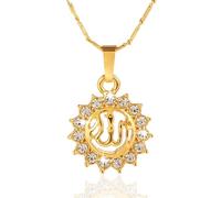 Générique Collier de pendentifs en forme de soleil pour femmes, bijoux arabes, couleur dorée, musulman, dieu islamique, amulette d’Allah, cadeau du Ramadan