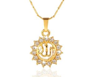 Générique Collier de pendentifs en forme de soleil pour femmes, bijoux arabes, couleur dorée, musulman, dieu islamique, amulette d’Allah, cadeau du Ramadan