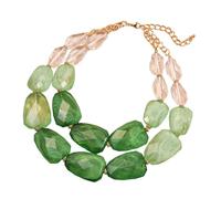 Générique Collier de perles artistiques en acrylique pour femmes, Double couche, bijoux de vacances bohème, chaîne de clavicule faite à la main, bijoux de mode bohème Dopamine