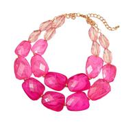 Générique Collier de perles artistiques en acrylique pour femmes, Double couche, bijoux de vacances bohème, chaîne de clavicule faite à la main, bijoux de mode bohème Dopamine