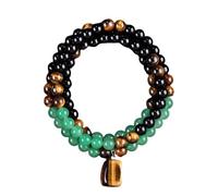 Générique Collier de perles - Aventurine verte œil de tigre obsidienne, bijoux en pierres précieuses, design classique de perles rondes, style unisexe polyvalent qui ajoute une importance à un usage,