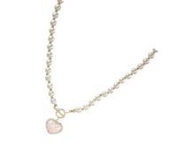 Générique Collier de perles baroques en forme de cœur, chaîne de clavicule de français pour femmes et filles, accessoire de clavicule, chaîne de perles d ' imitation