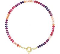 Générique Collier de perles colorées pour femme de 6 mm en cristal naturel arc-en-ciel multicolore avec fermoir doré réglable, coffret cadeau avec boîte et pochette