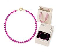 Générique Collier de perles colorées pour femme de 6 mm en cristal naturel arc-en-ciel multicolore avec fermoir doré réglable, coffret cadeau avec boîte et pochette