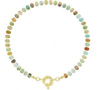 Générique Collier de perles colorées pour femme de 6 mm en cristal naturel arc-en-ciel multicolore avec fermoir doré réglable, coffret cadeau avec boîte et pochette