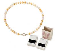 Générique Collier de perles colorées pour femme de 6 mm en cristal naturel arc-en-ciel multicolore avec fermoir doré réglable, coffret cadeau avec boîte et pochette